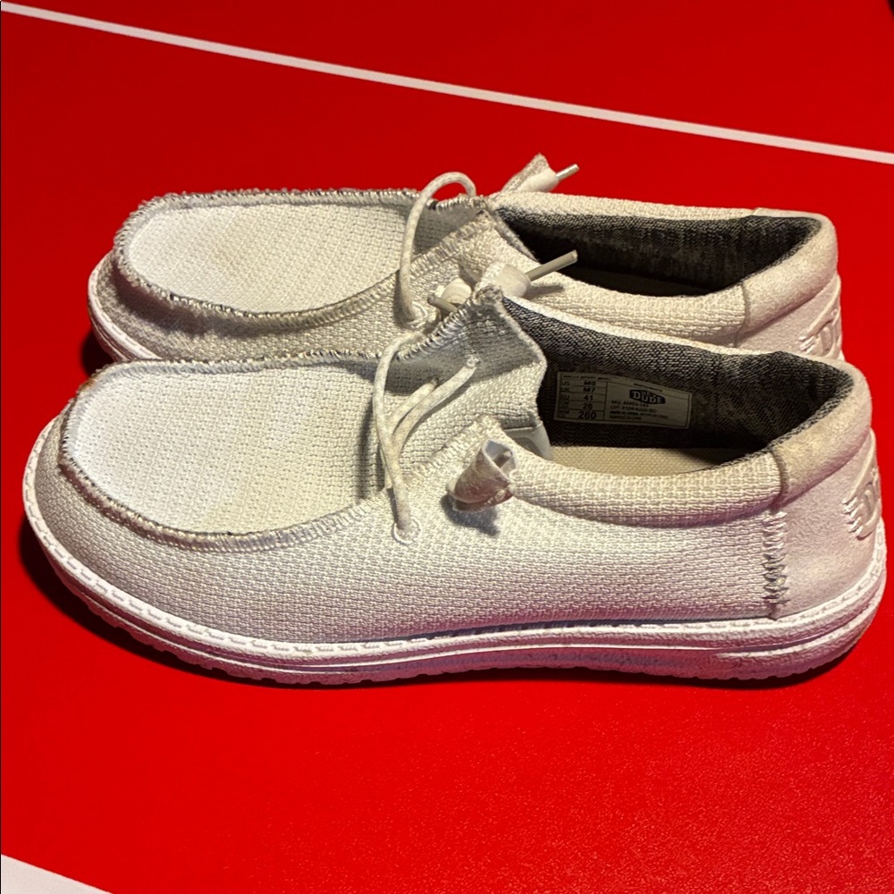 Hey Dude Gray and White Slip-On Shoes
